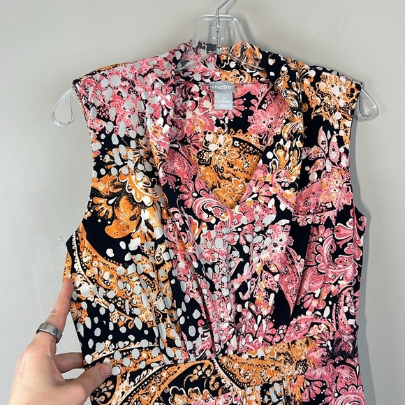 Chico’s Floral Pleated Paisley Maxi Dress Size O (S 4/6) - Picture 9 of 16